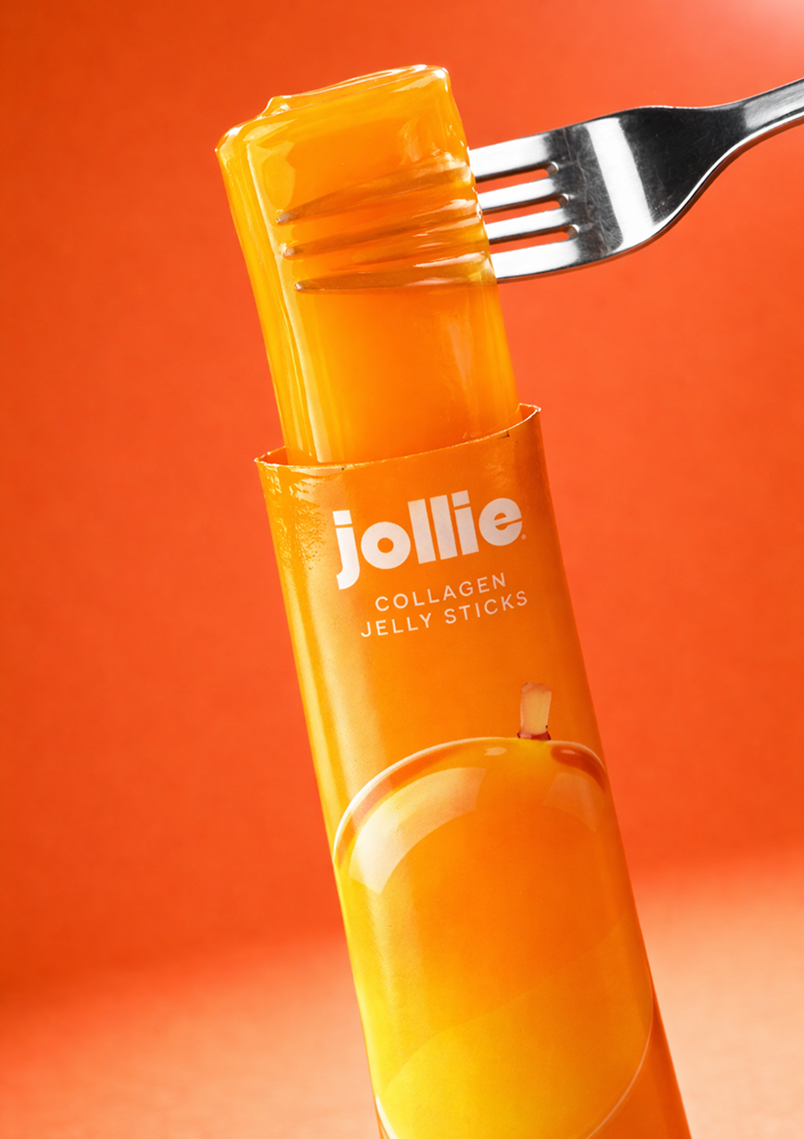 Opened jelly stick showing its texture